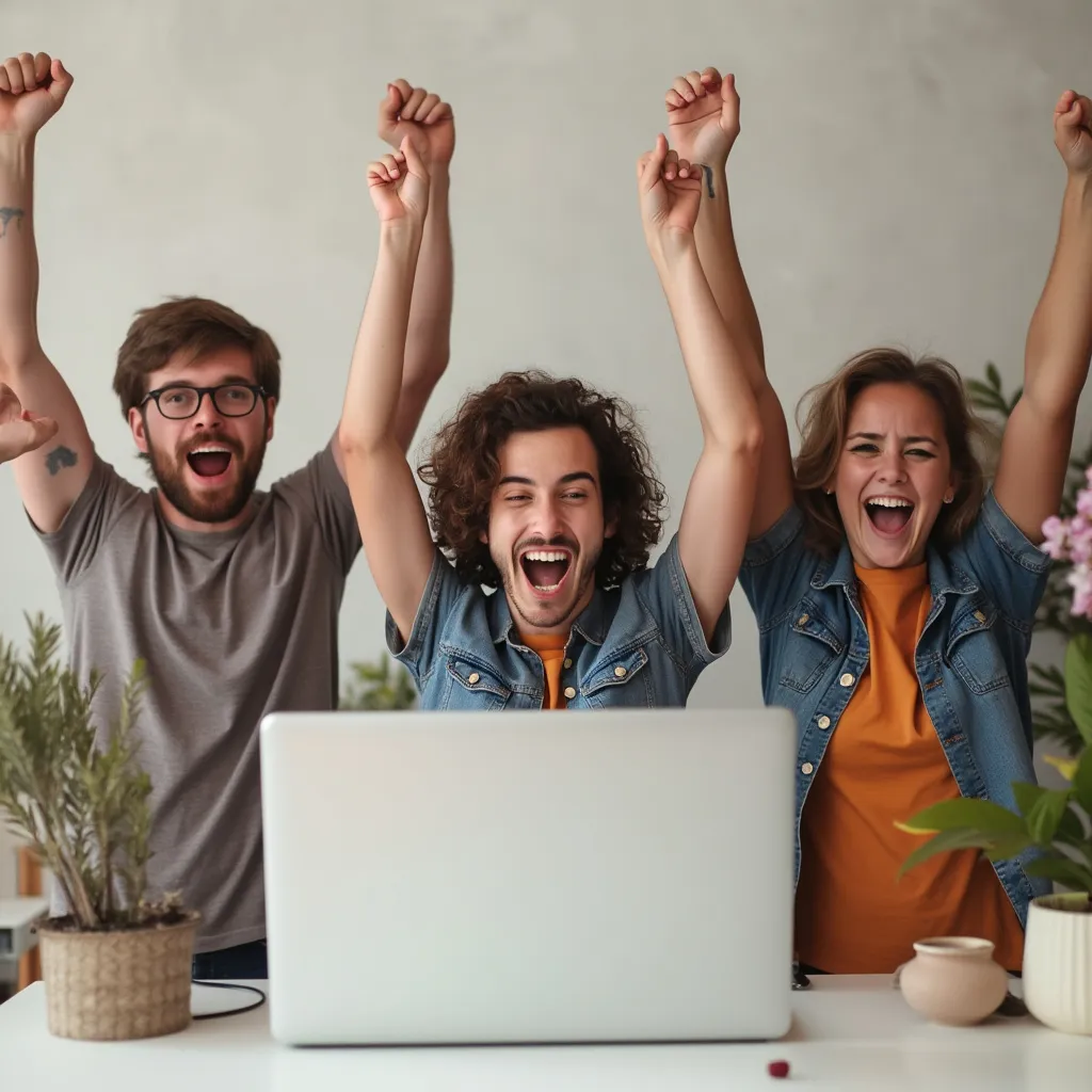 Grupo de personas celebrando aprendizaje digital